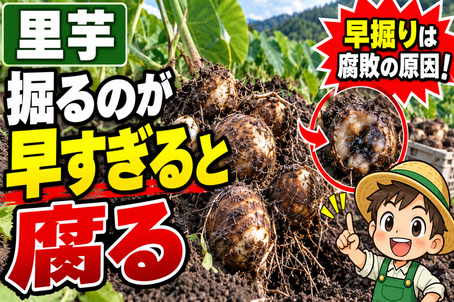 里芋は掘るのが早すぎると腐ります｜収穫どきがわかる3つのサイン